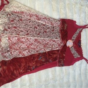 Red and Cream Lace Dress